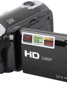 1080P HD Camcorder, 16MP DV Camera with 16x Digital Zoom, 2.7in TFT Rotatable Screen, Built-in Speakers, USB (Black)